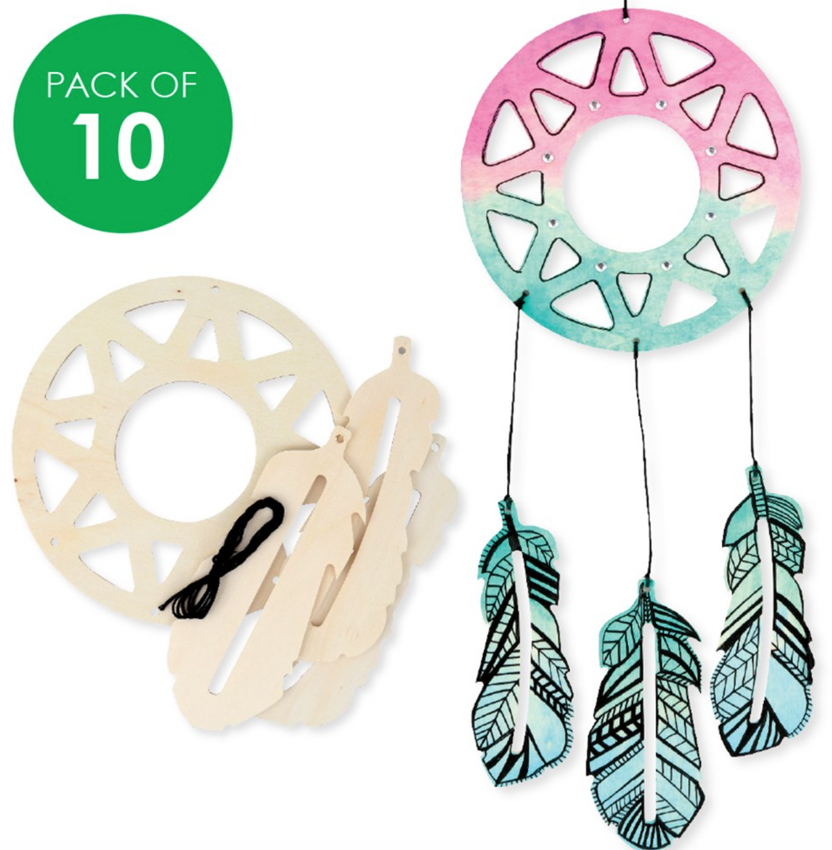 Wooden Dream Catchers - Pack of 10