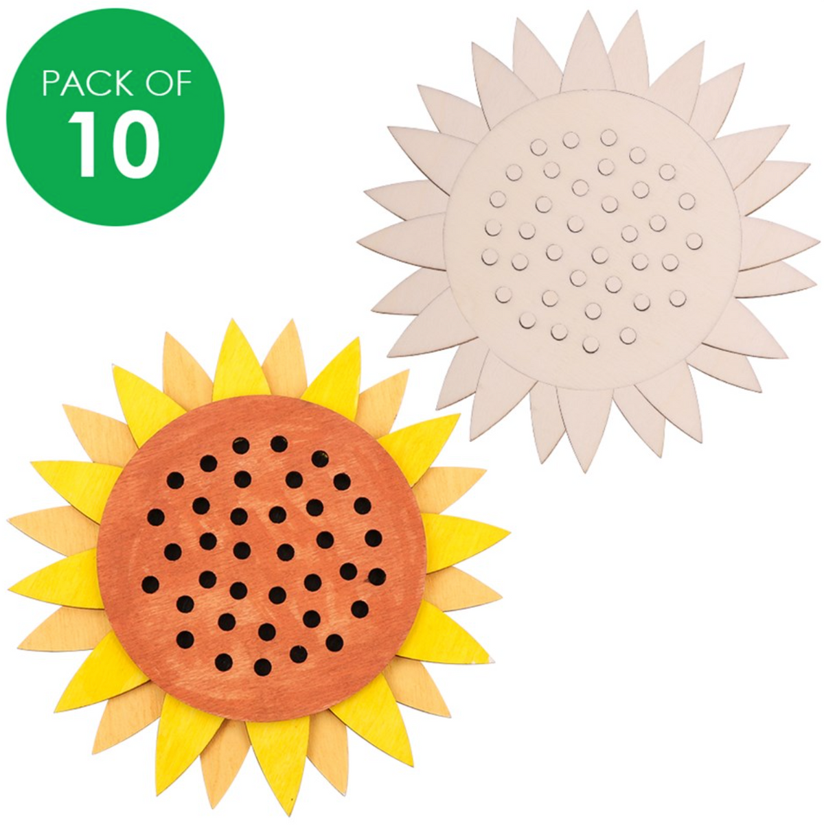 Wooden Sunflower Coasters - Pack of 10