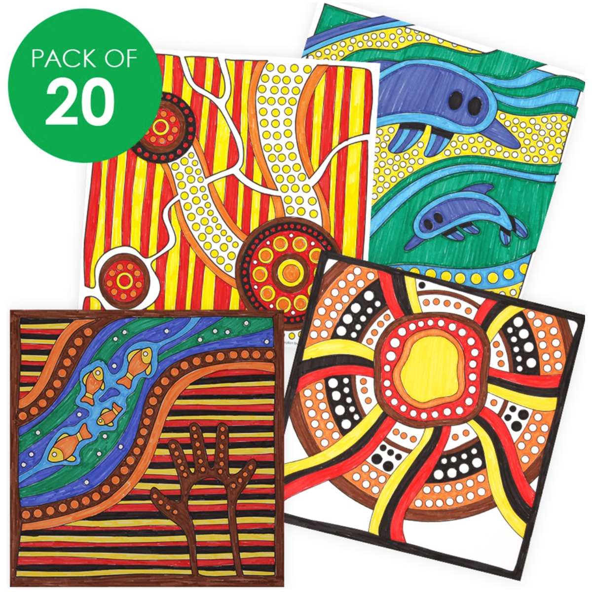 Indigenous Designed Cardboard Patterns - White - Pack of 20