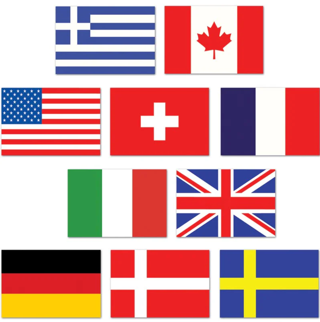 International Flag Mini Cutouts 10 Pieces