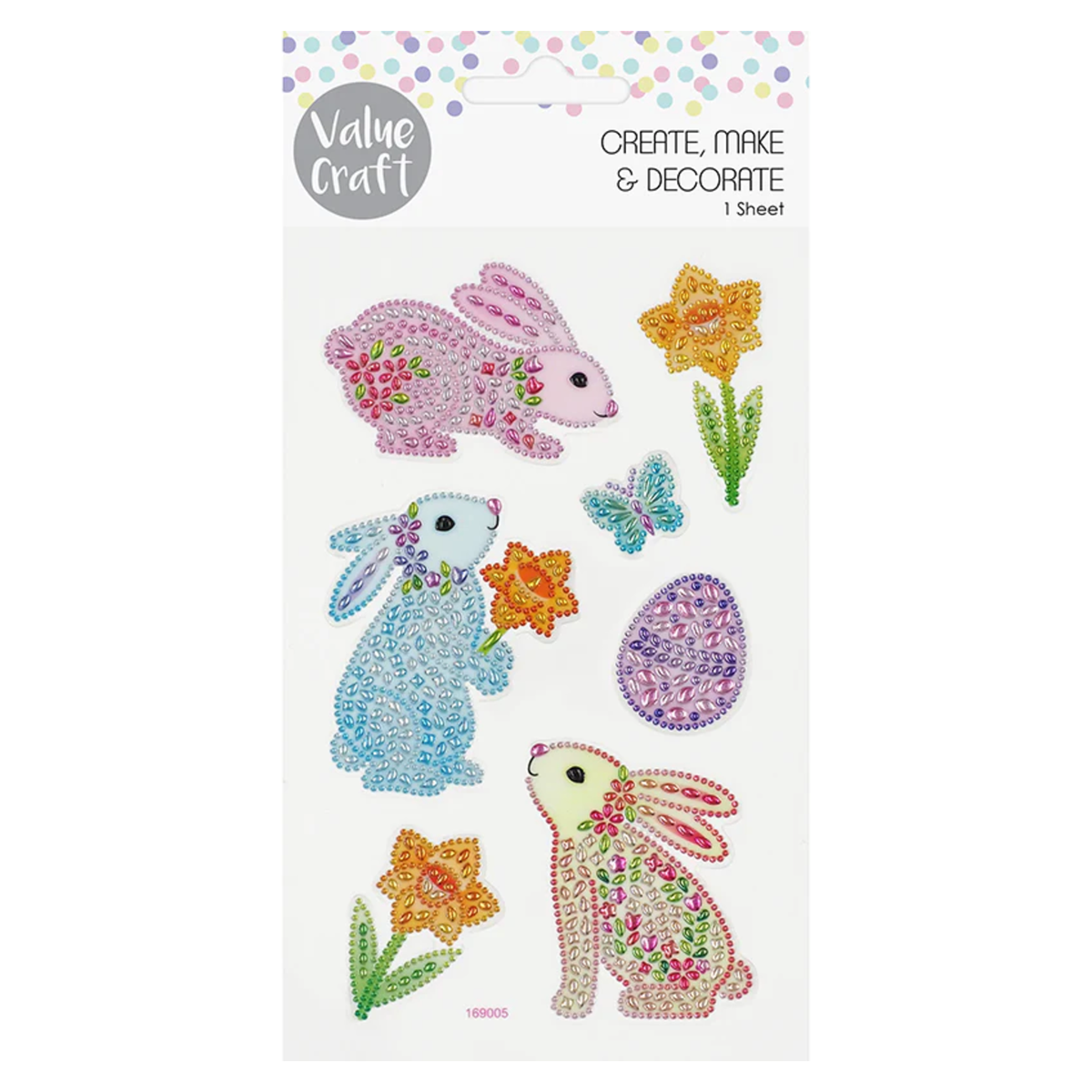 Crystal Bunny Stickers 1 Sheet