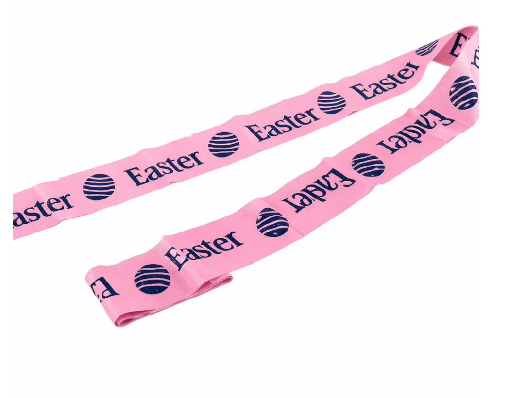 Easter Party Tape 8cm x 6m Pink With Navy Wording