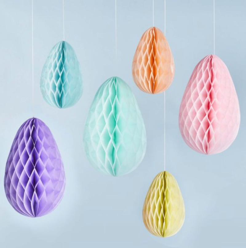 Easter Pastel Egg Honeycomb Decorations