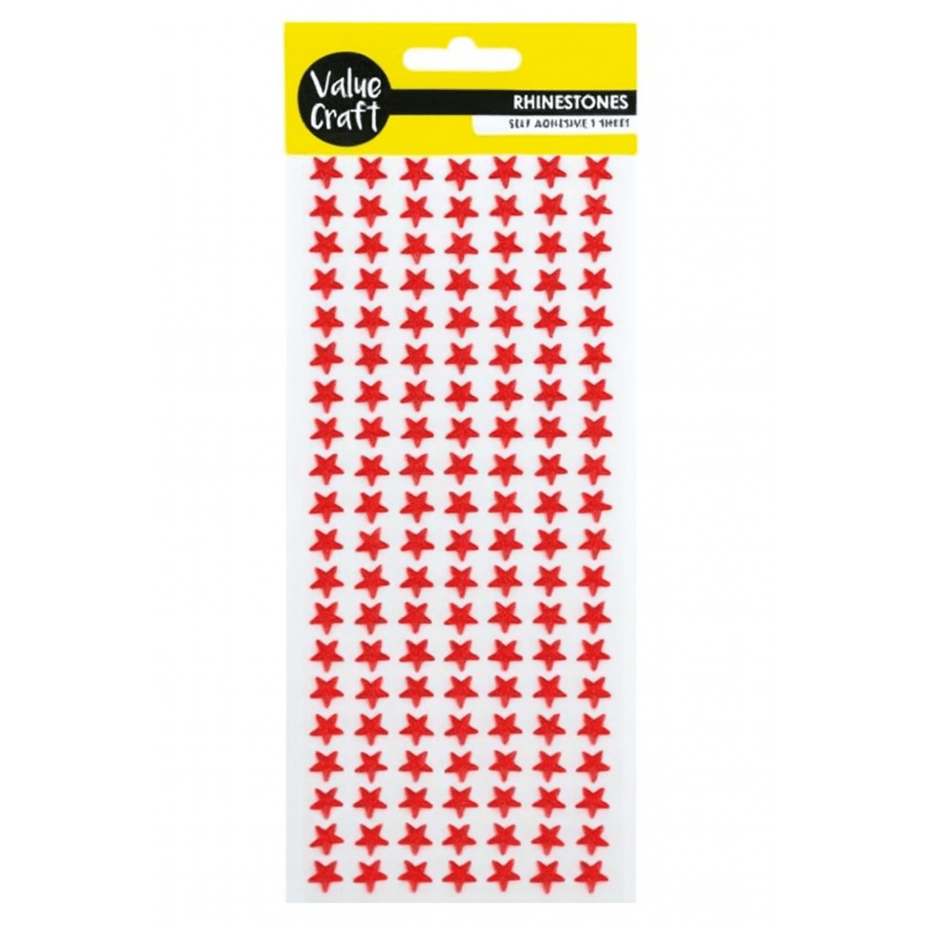 Self-Adhesive Rhinestones Red Stars