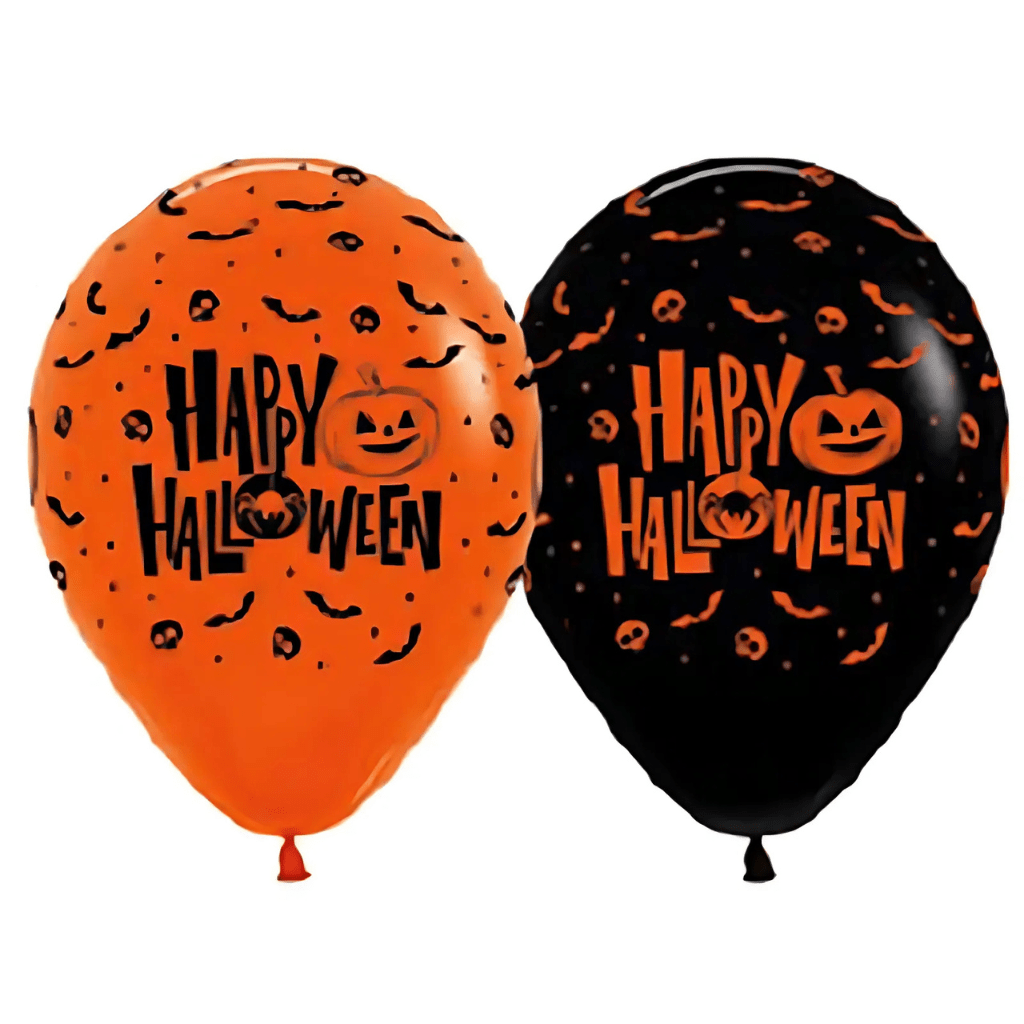 Sempertex 30cm Happy Halloween Orange and Black Latex Balloons 12 Pack