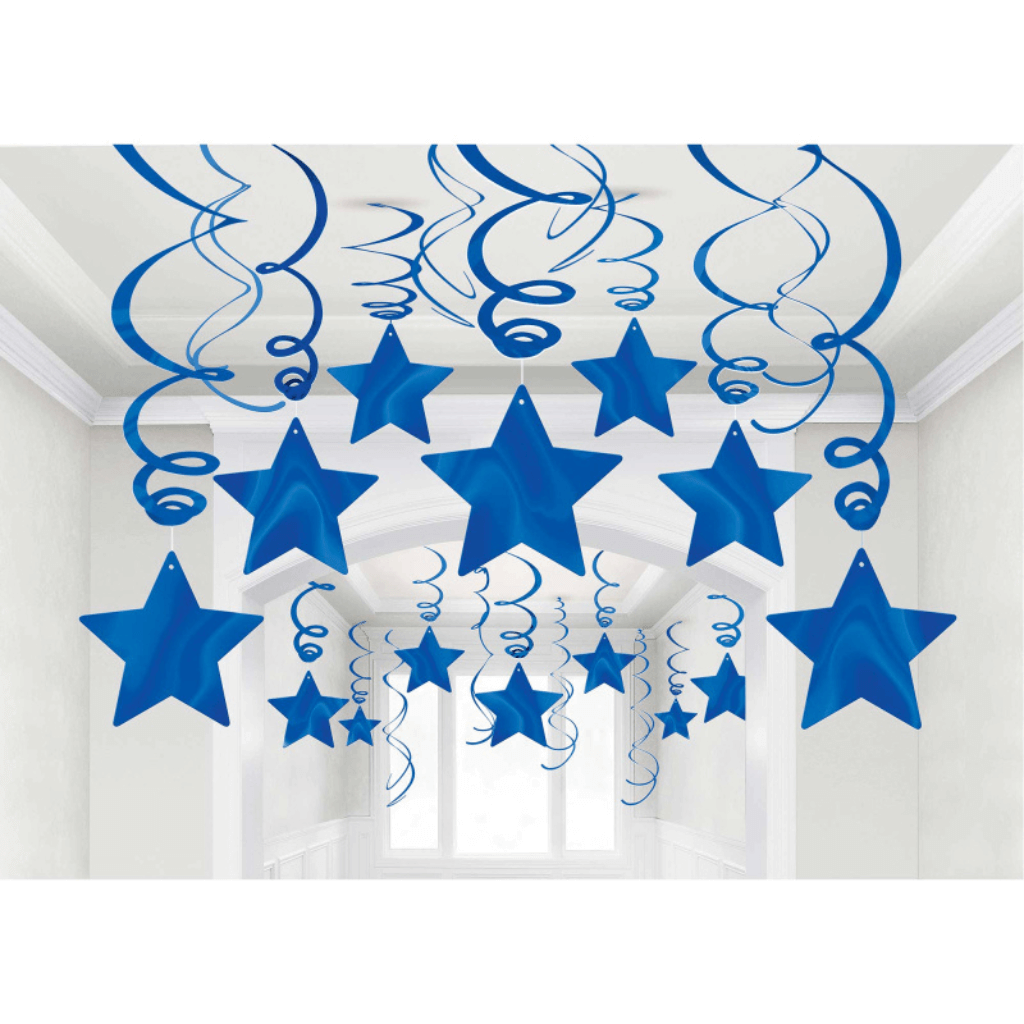 Shooting Stars Foil Swirl Decorations - Bright Royal Blue