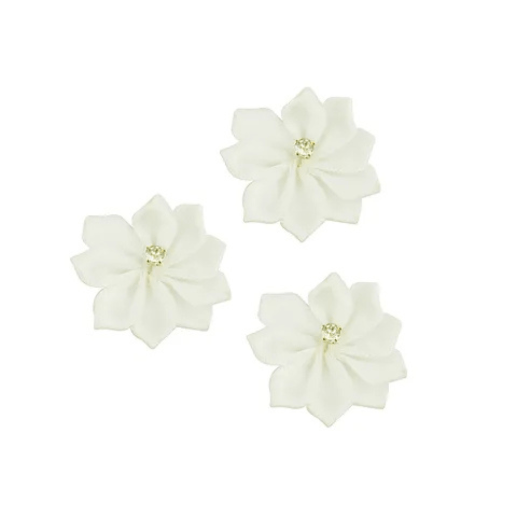 White Satin Flowers with Embellishment