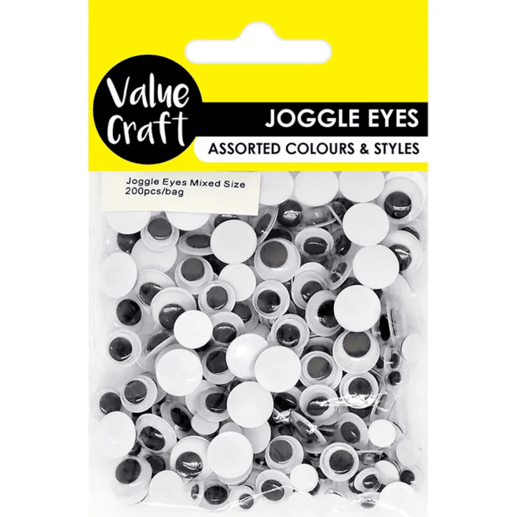 Wiggle Eyes Black Pack of 200 - Assorted Sizes