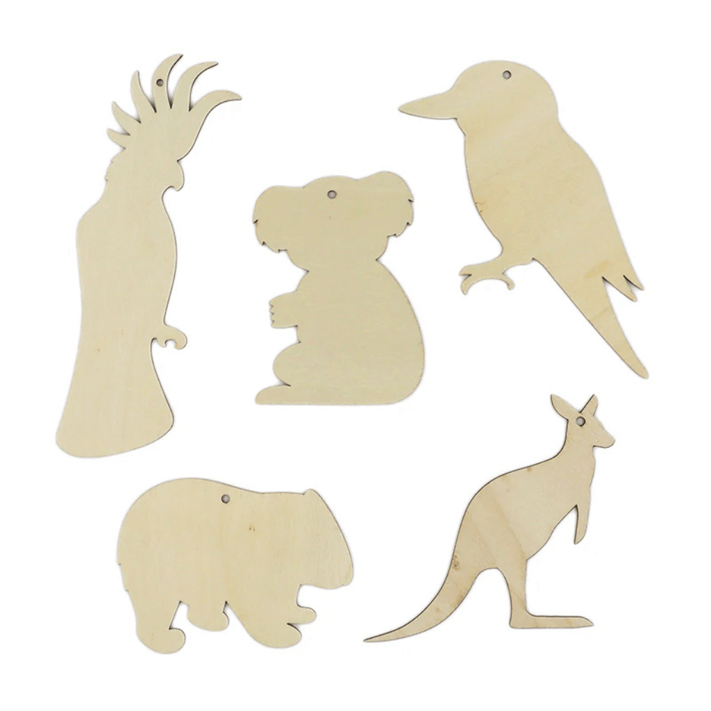 Small Wood Australian Animals Set Pack of 20