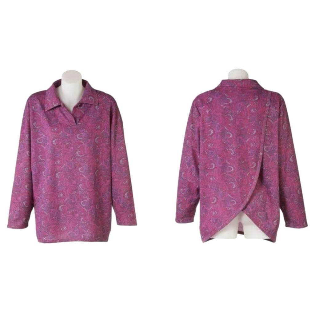 Adaptive Long Sleeved Ladies Polo Petal Back Clothing - Senior Style