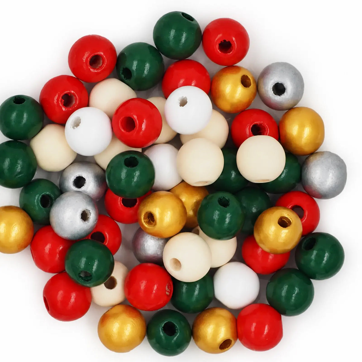 Wooden Christmas Beads 250g