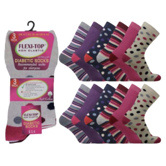 Flexi-Top Ladies Loose Top Socks - Pack of 3