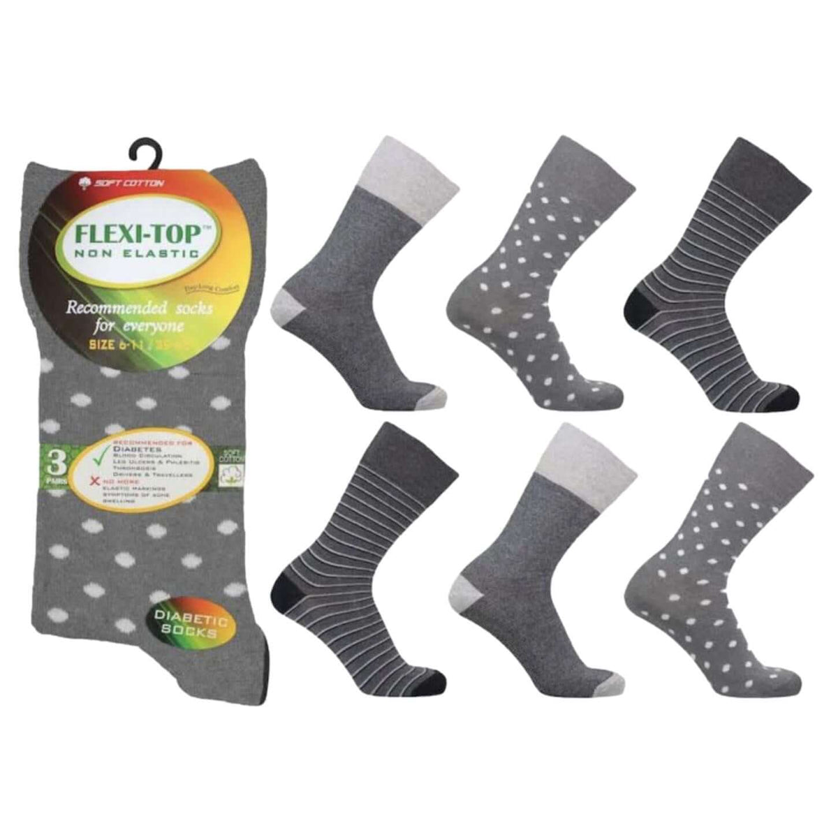 Flexi - Top Men&#39;s Loose Top Socks - Pack of 3 - Senior Style
