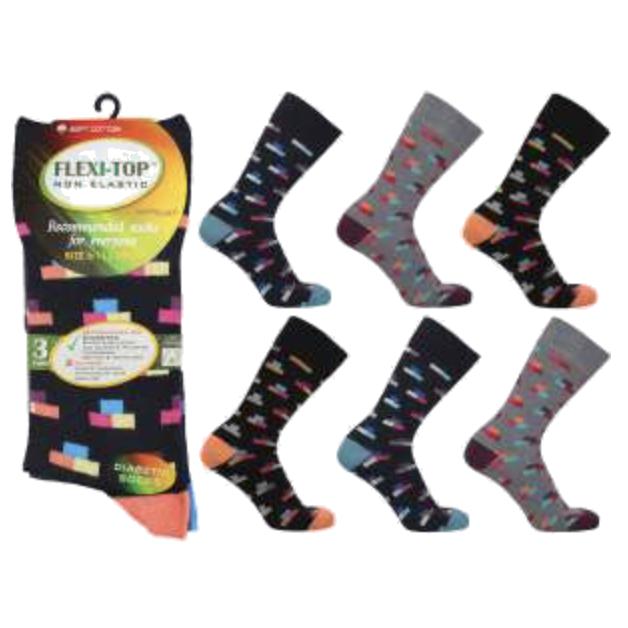 Flexi - Top Men&#39;s Loose Top Socks - Pack of 3 - Senior Style