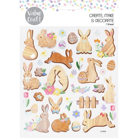 Foil Stickers Easter Wood Bunnies - Senior Style