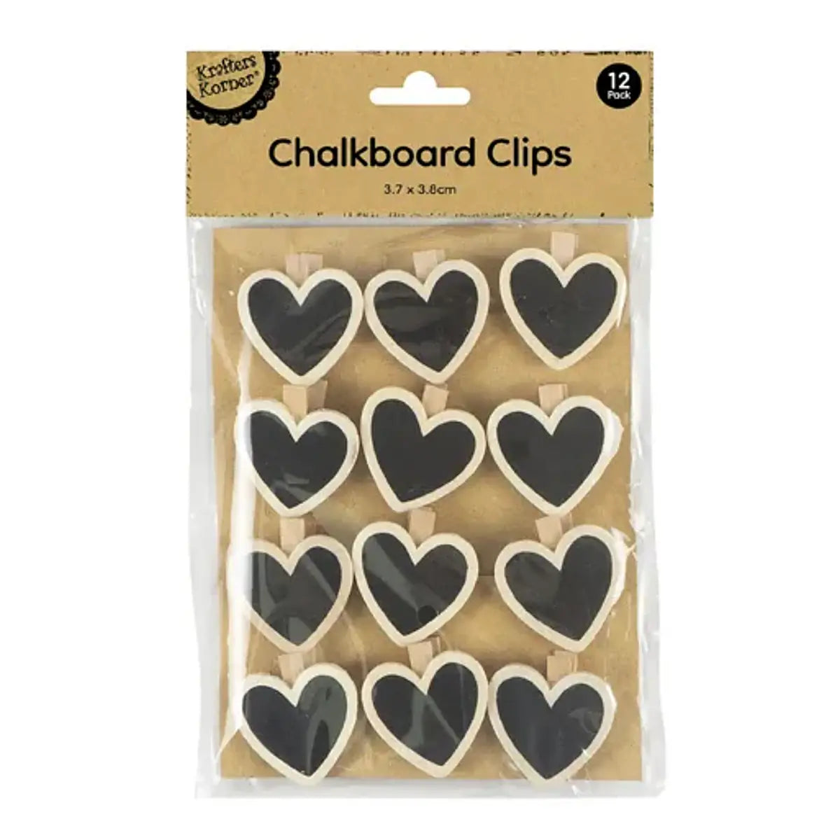 Mini Heart Chalkboard Clips Pack of 12
