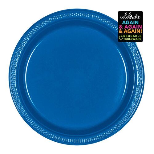 Premium Plastic Plates 23cm 20 Pack Bright Royal Blue