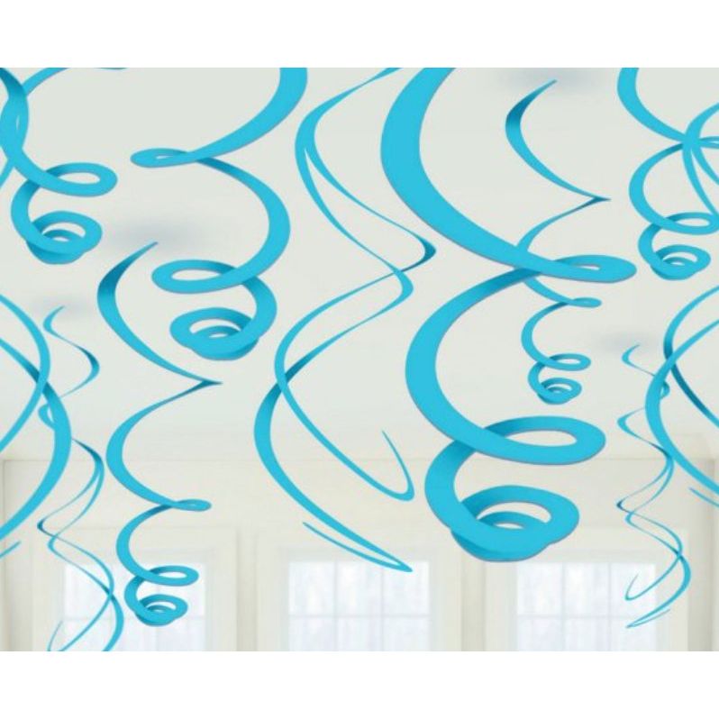 Plastic Swirl Decorations - Caribbean Blue - Senior Style