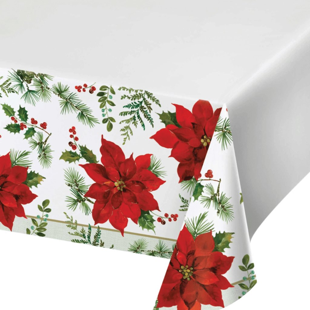 Posh Poinsettia Paper Table Cover - Senior Style