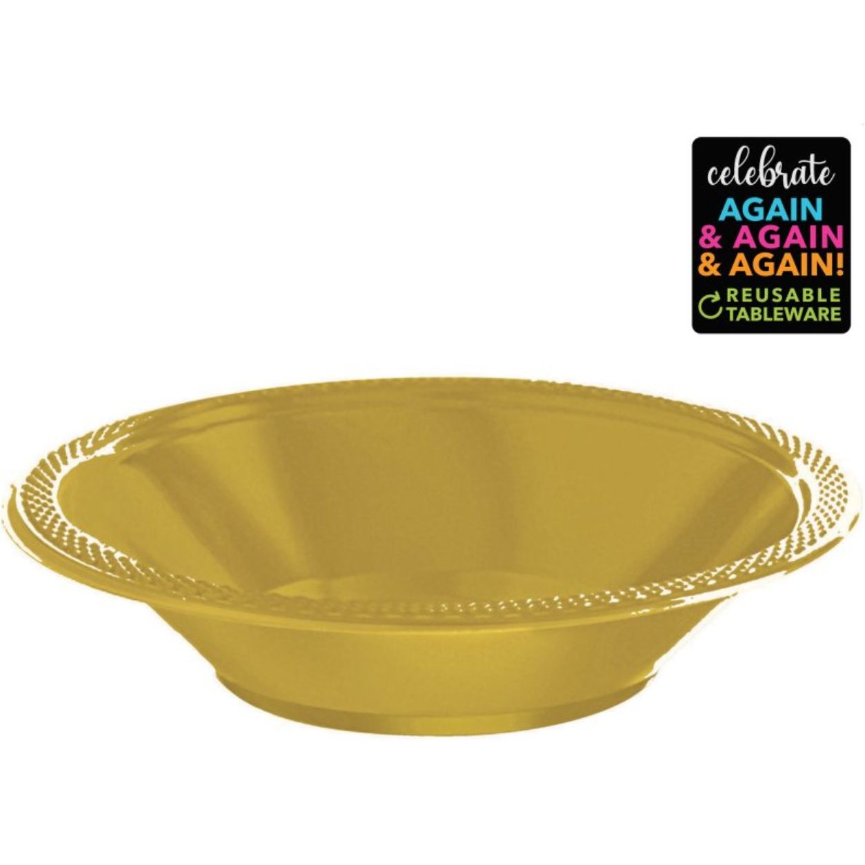 Premium Plastic Bowls 355ml 20 Pack Gold - Senior Style
