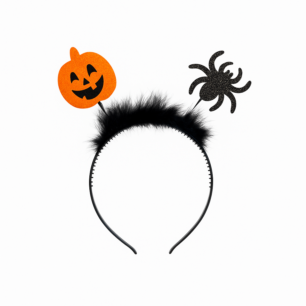 Halloween Glitter Headband - Pumpkin/Spider