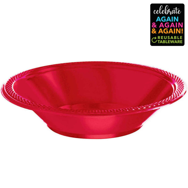 Premium Plastic Bowls 355ml 20 Pack Apple Red