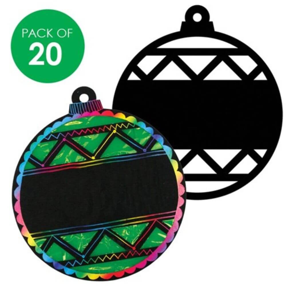 Scratch Board Cutout Baubles - Pack of 20 - Senior Style