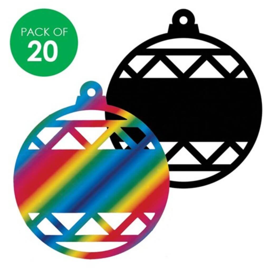 Scratch Board Cutout Baubles - Pack of 20 - Senior Style