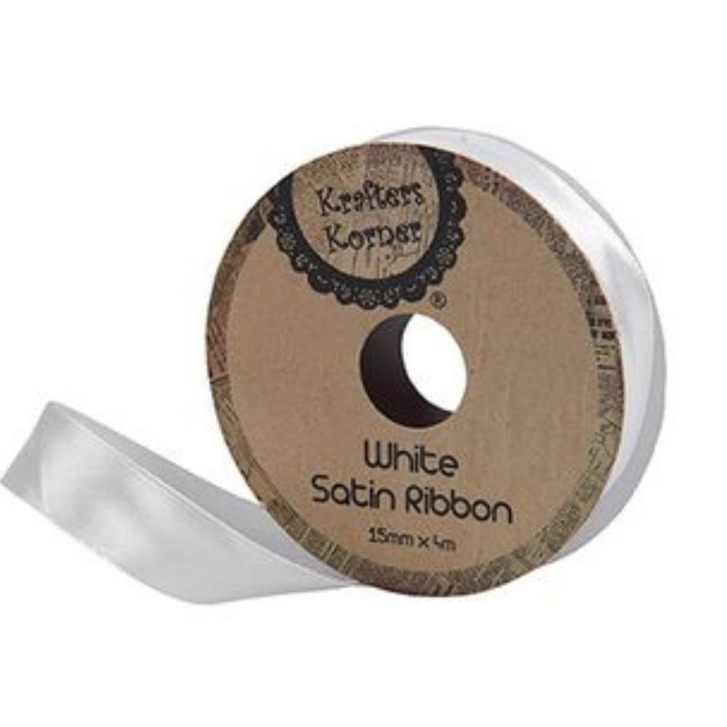 White Satin Ribbon 15mm x 4m - Senior Style