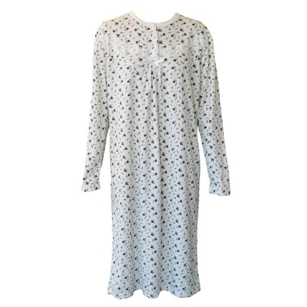 Women's Cotton Long Sleeve Nightie - Elly - Senior Style