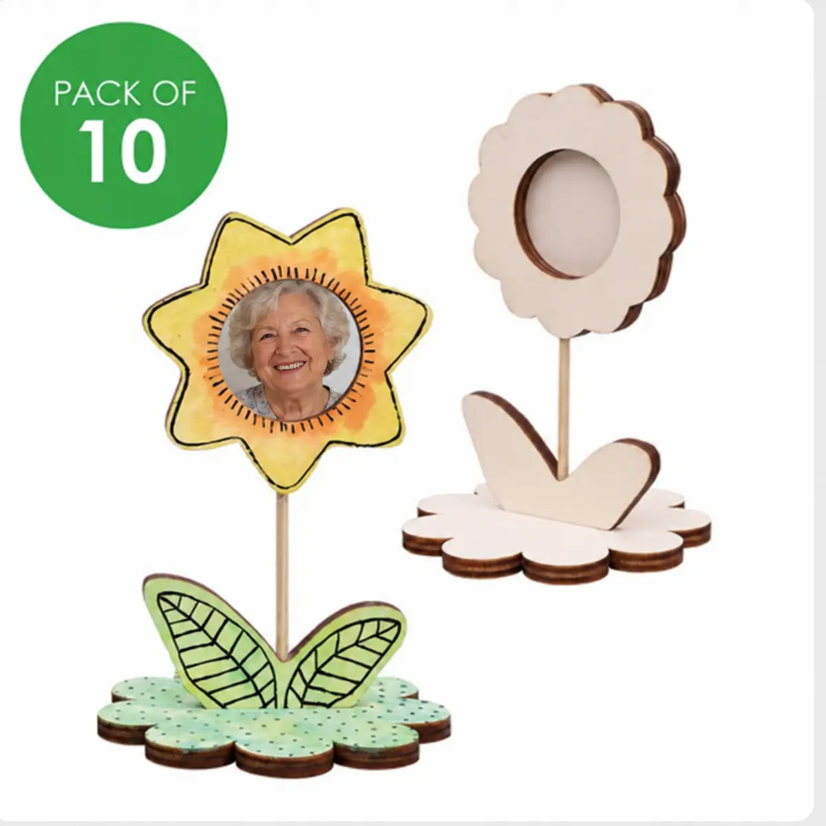 3D Wooden Flower Frames - Pack of 10