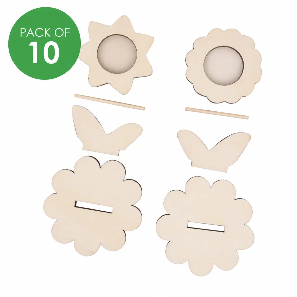 3D Wooden Flower Frames - Pack of 10