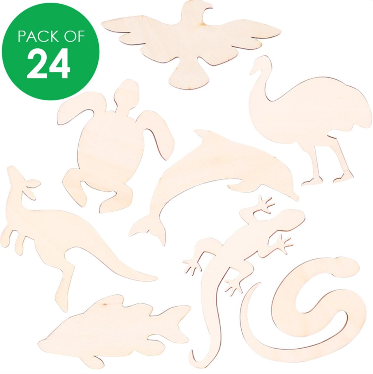 Wooden Indigenous Australian Animals - Pack of 24 - Senior Style