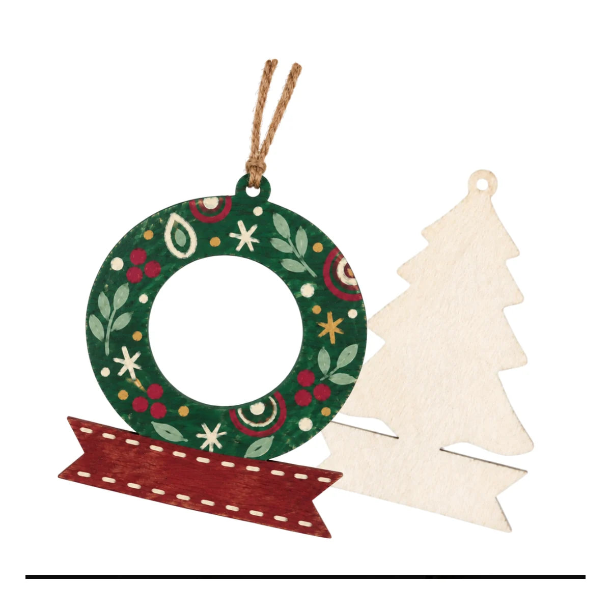 Wooden Wreath and Tree with Banner