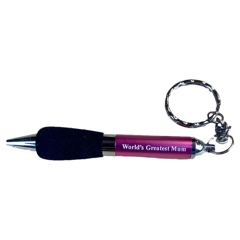 World's Greatest Mum Keyring Pen - Senior Style