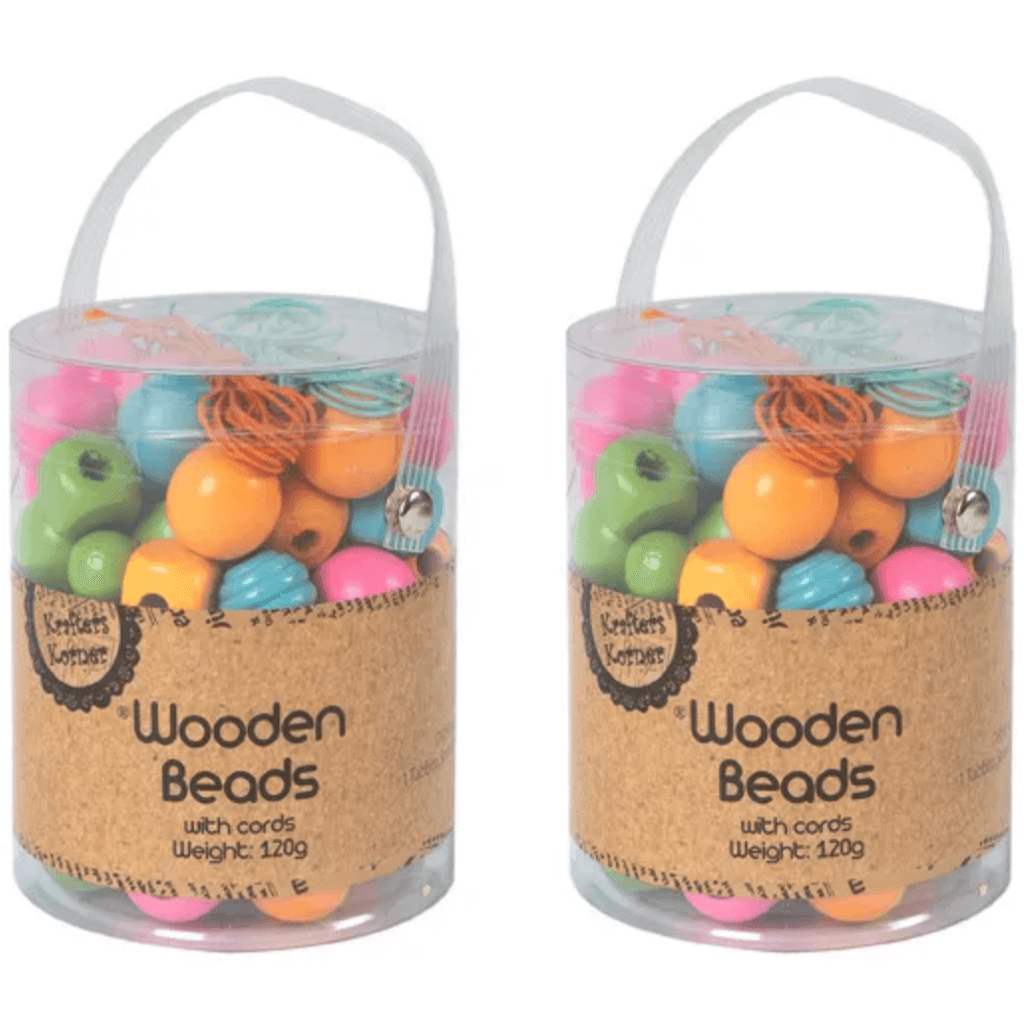 120g Wooden Colour Beads With Cords