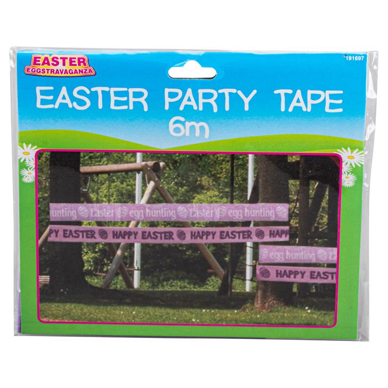 Easter Party Tape 8cm x 6m Pink With Navy Wording