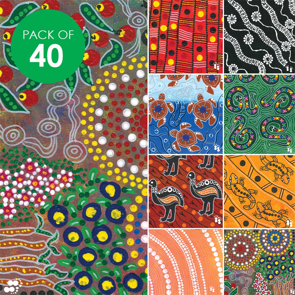Indigenous Designed Dot Painting Craft Paper - Pack of 40