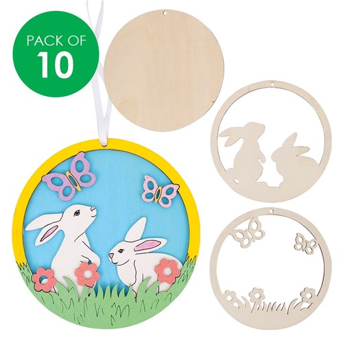 Wooden Layered Easter Scenes - Pack of 10