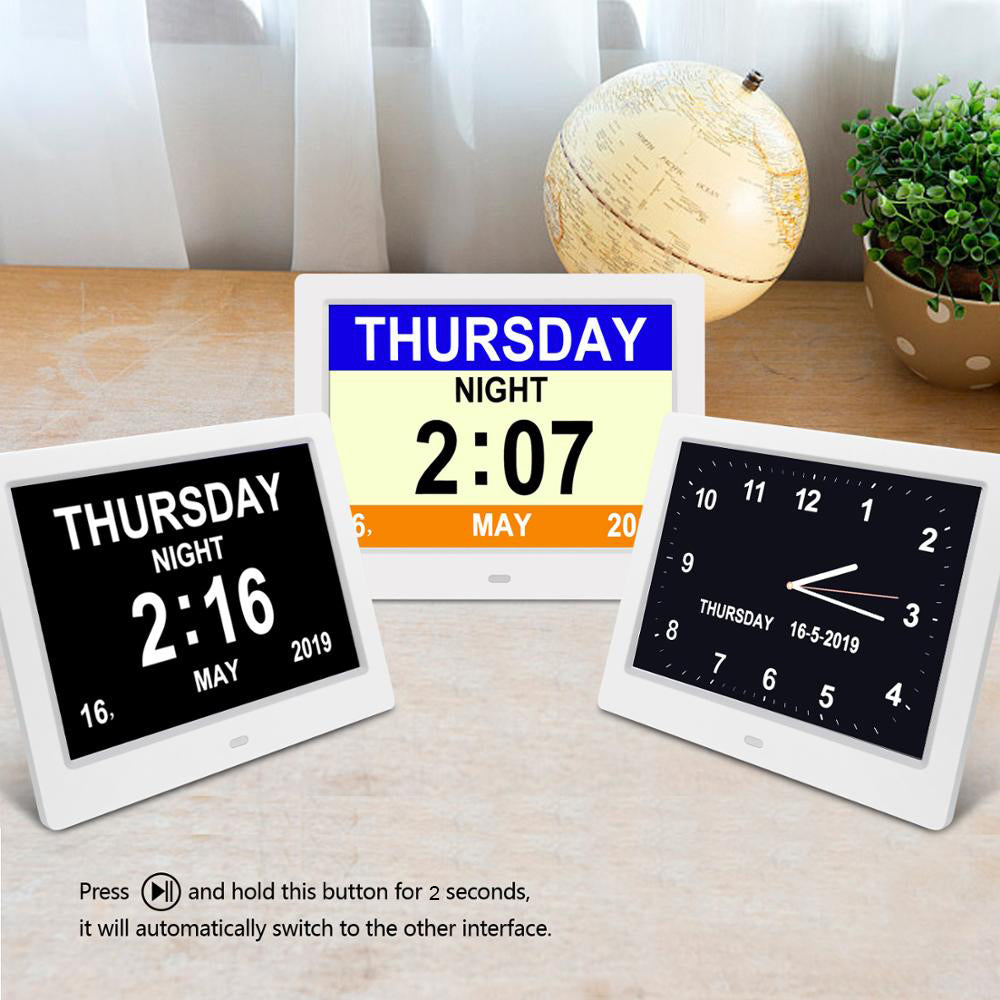 8 Inch Digital Calendar Day Clock - Orientation Dementia Clock