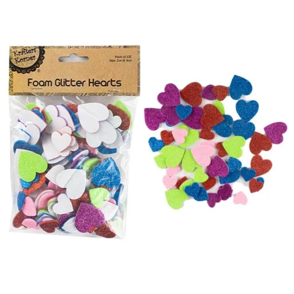 Adhesive Foam Glitter Hearts