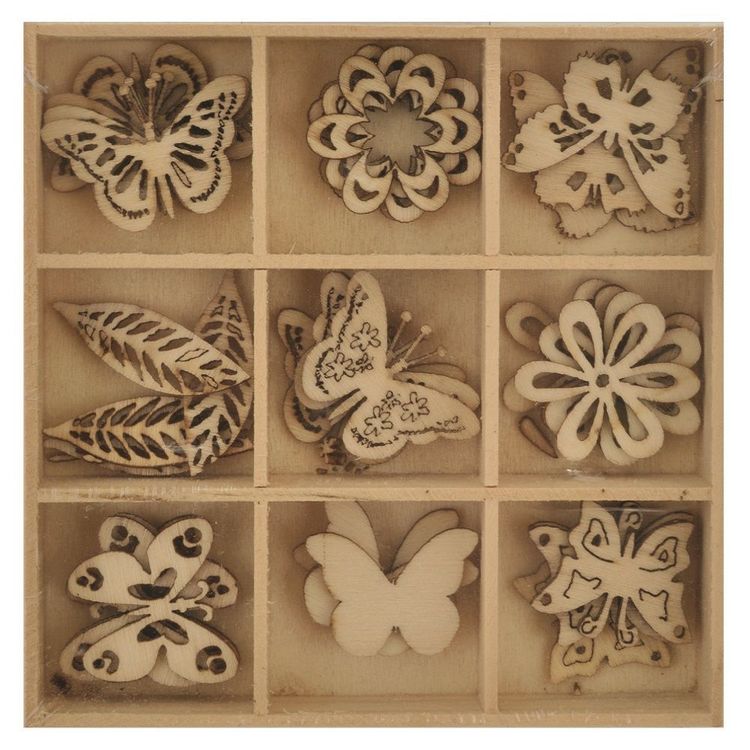 Wooden Shapes Butterflies 45 Pieces