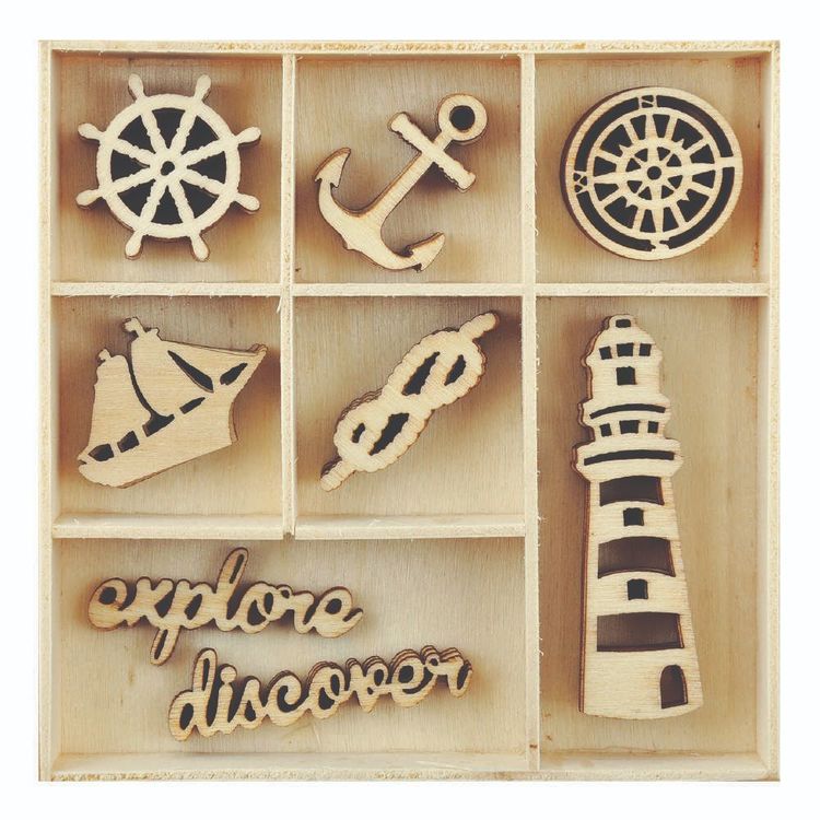 Wooden Shapes Nautical 35 Pieces