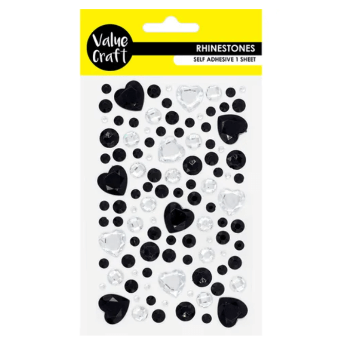 Craft Rhinestone Hearts Black/Silver