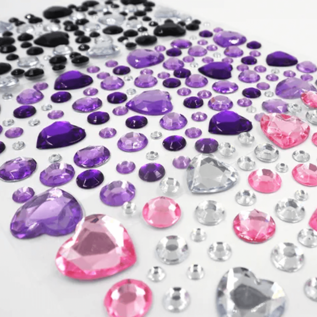 Craft Rhinestone Hearts Purple/Silver 1 sheet