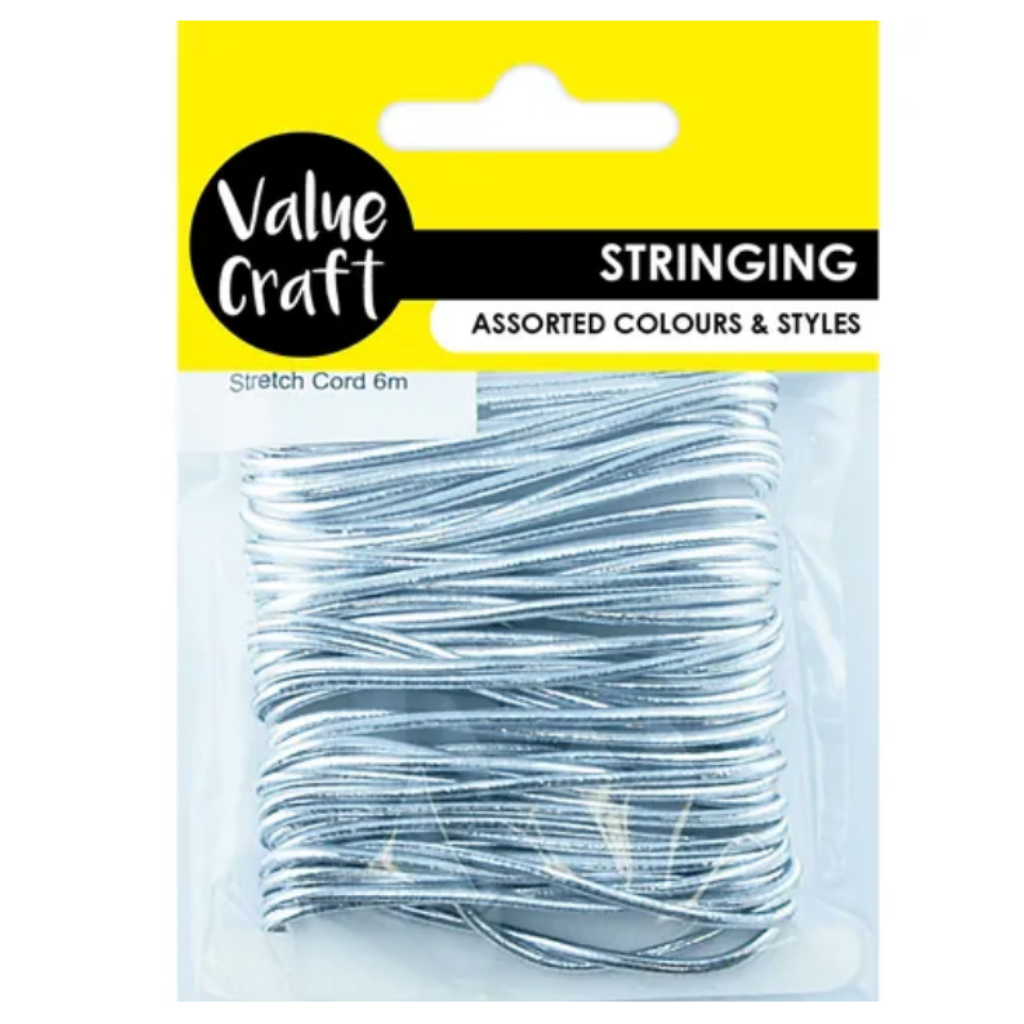 Craft Elastic Stretch Cord Silver 6m