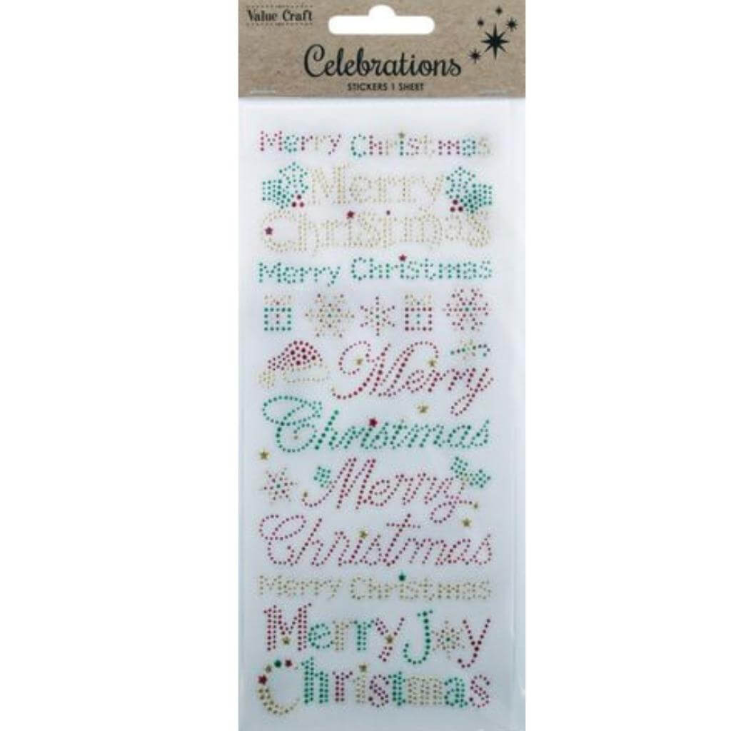 Crystal Stickers Christmas Text