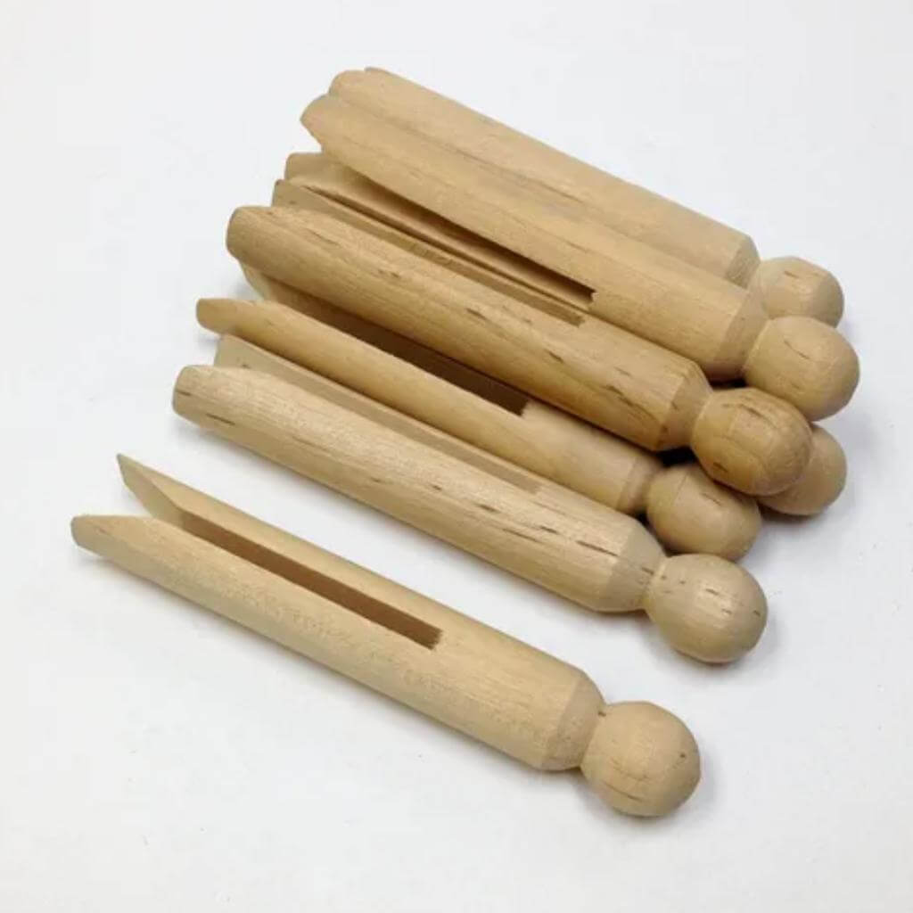 Dolly Pegs 11cm x 12mm Natural Pkt 8