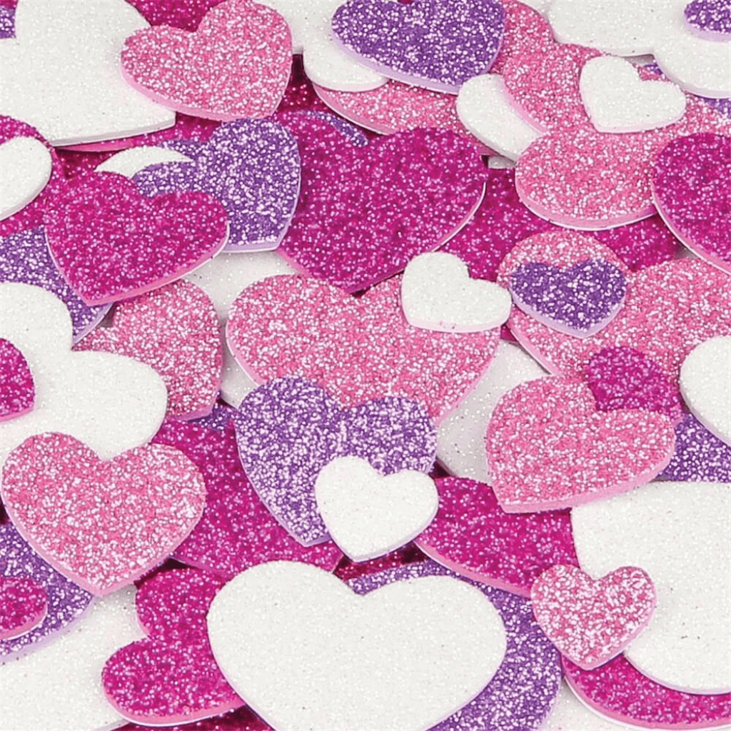 Foam Glitter Heart Stickers Pack of 120
