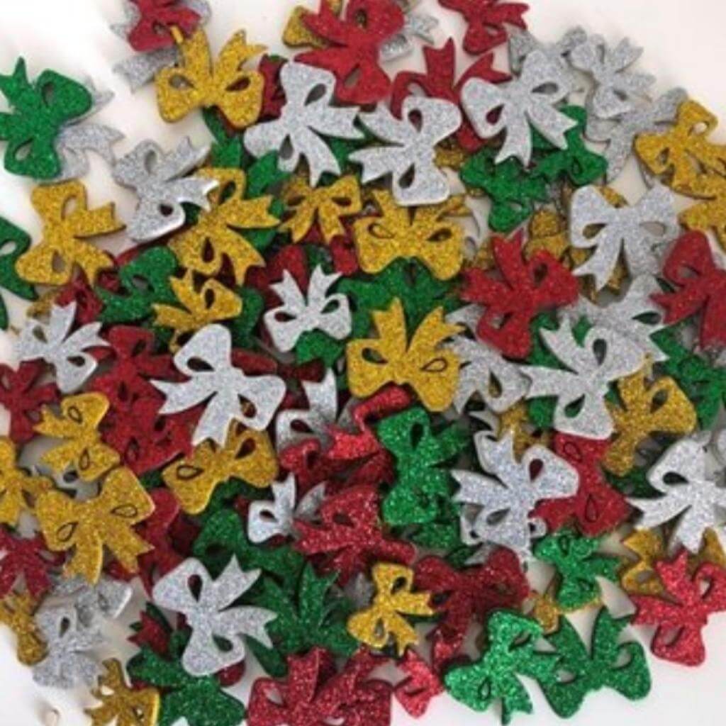 Foam Stickers Glitter Bows 100 Pieces